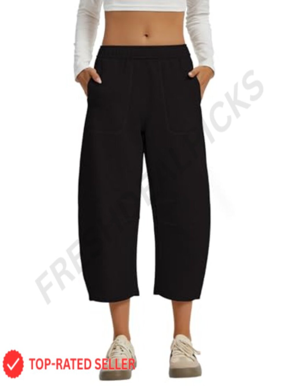 Women's Barrell Leg Cropped Sweatpants Wide Leg Capri Pants